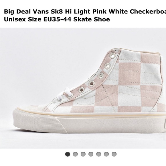 checkerboard vans light pink
